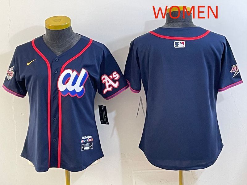 Women 2025 Oakland Athletics Blank Drak Blue All star Nike MLB Jersey style 01->atlanta braves->MLB Jersey
